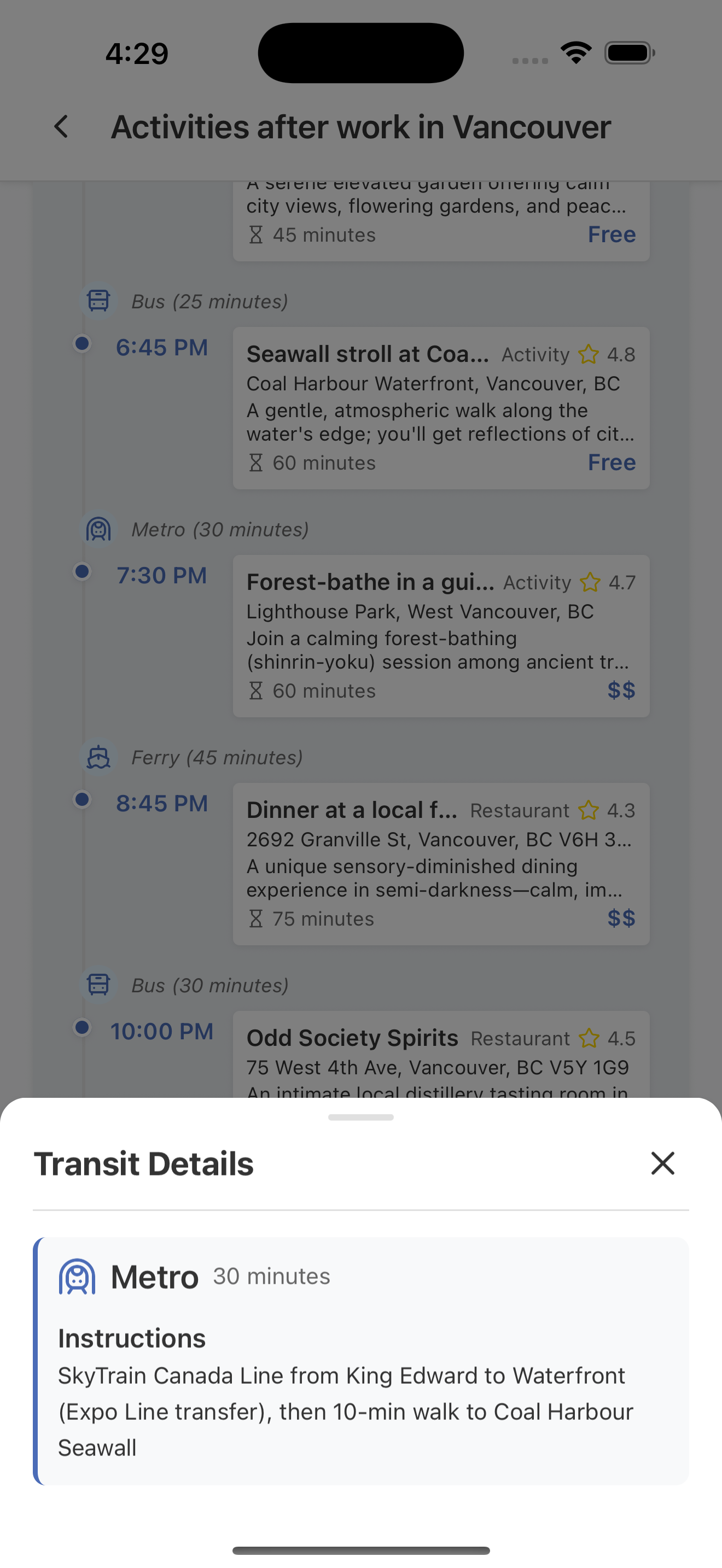 Transit Details Screenshot iOS